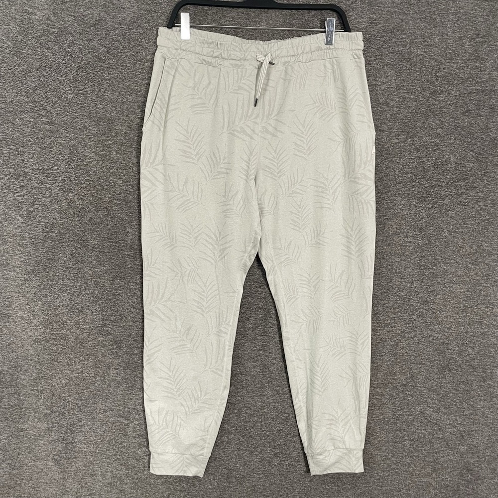 Vuori Performance Jogger Pants Womens Large Gray Knit Palm Print Elastic Waist